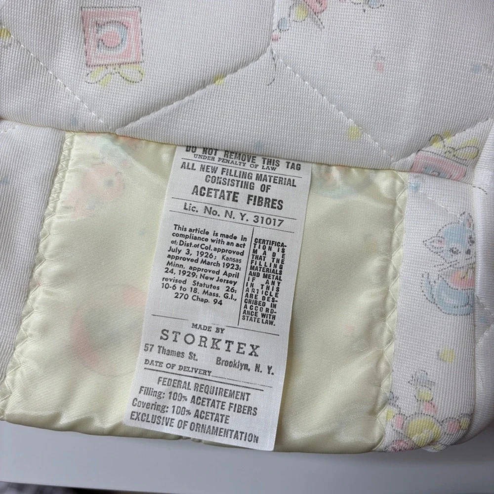 Vintage Storktex Baby Bunting Bag & Hooded Jacket Set Yellow Quilted Animals MCM